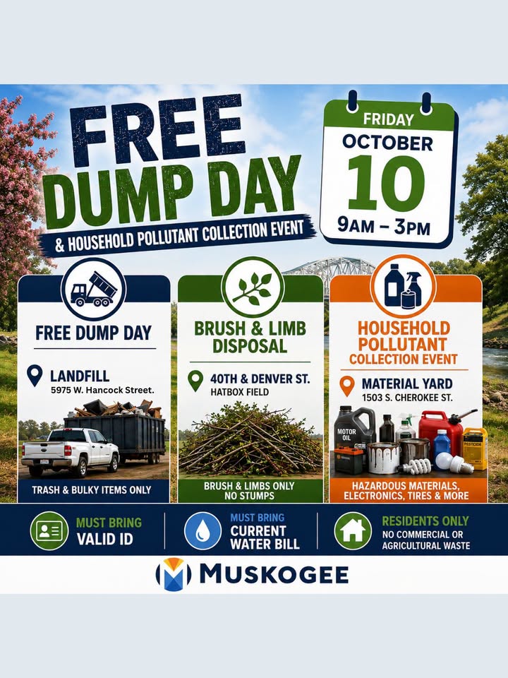 Free Dump Day & Household Pollutant Collection (City of Muskogee) flyer