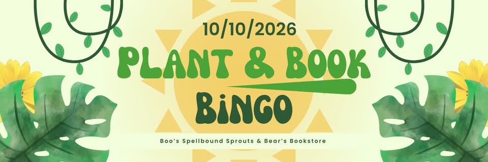 Plant & Book Bingo Bash at Bear's Bookstore flyer
