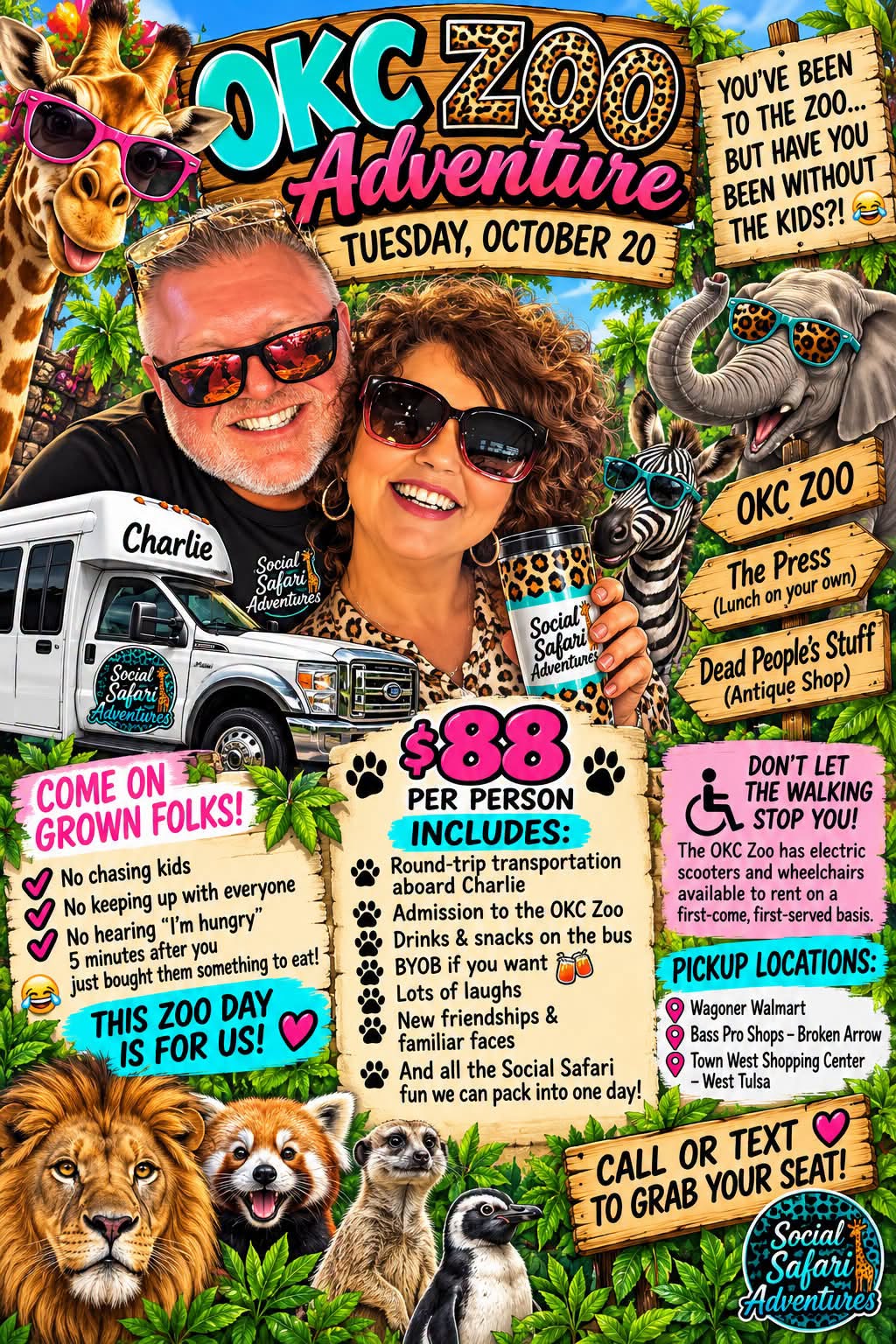Social Safari Adventure Bus: Grown-Folks Day at the OKC Zoo flyer