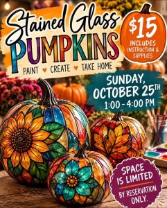Stained Glass Painted Pumpkins at Wood Co Outdoor Living