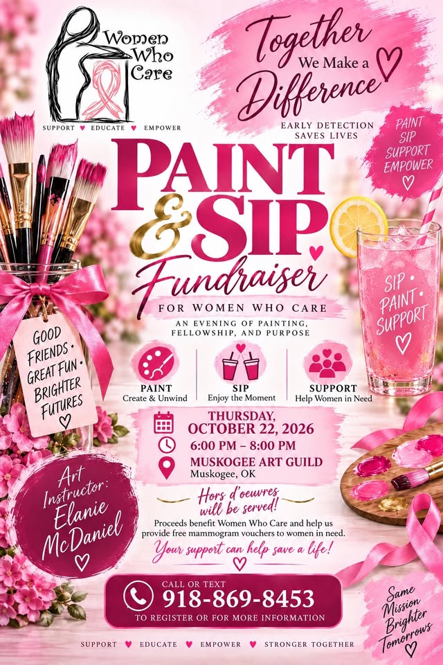 Paint and Sip with Women Who Care flyer